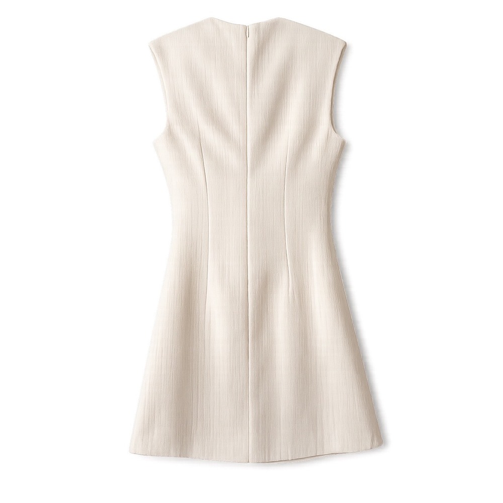 Commense Cream Tweed Mini Dress Gold Horsebit Hardware NWT Size M - Picture 9 of 9